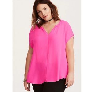 Torrid Neon Pink Dolman Georgette Blouse Size s